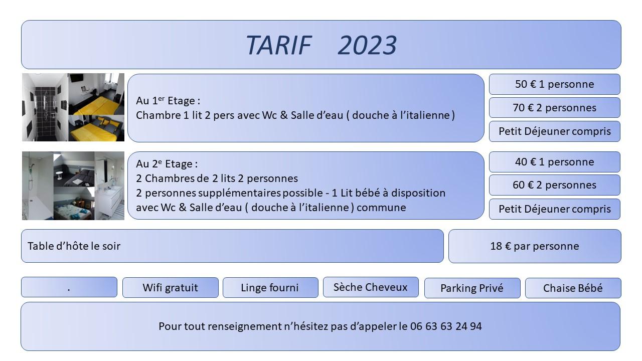 Tarif 2023